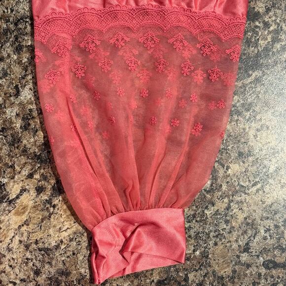 Vintage Robe Nightgown Slip Dress Coquette Romantic Balletcore Lace Pink Size PM - Picture 12 of 16
